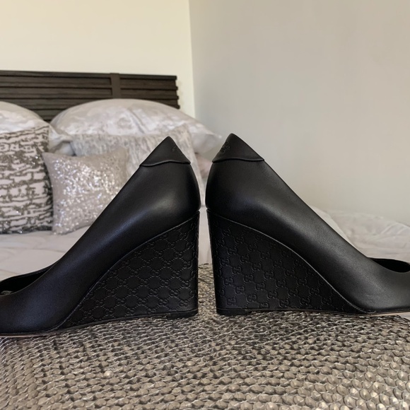 Gucci Wedge shoes in black leather in size 37 - Picture 9 of 12